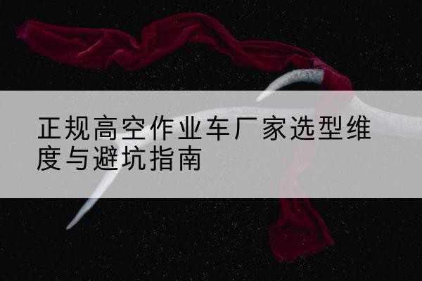 曲松高空作业车厂家-正规选型维度与避坑指南